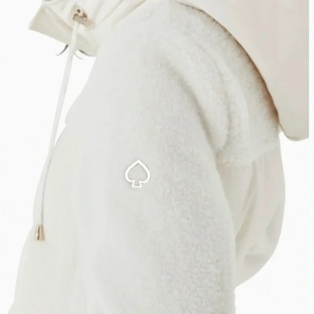 KATE SPADE Mixed Media Sherpa and Down Coat, French Cream